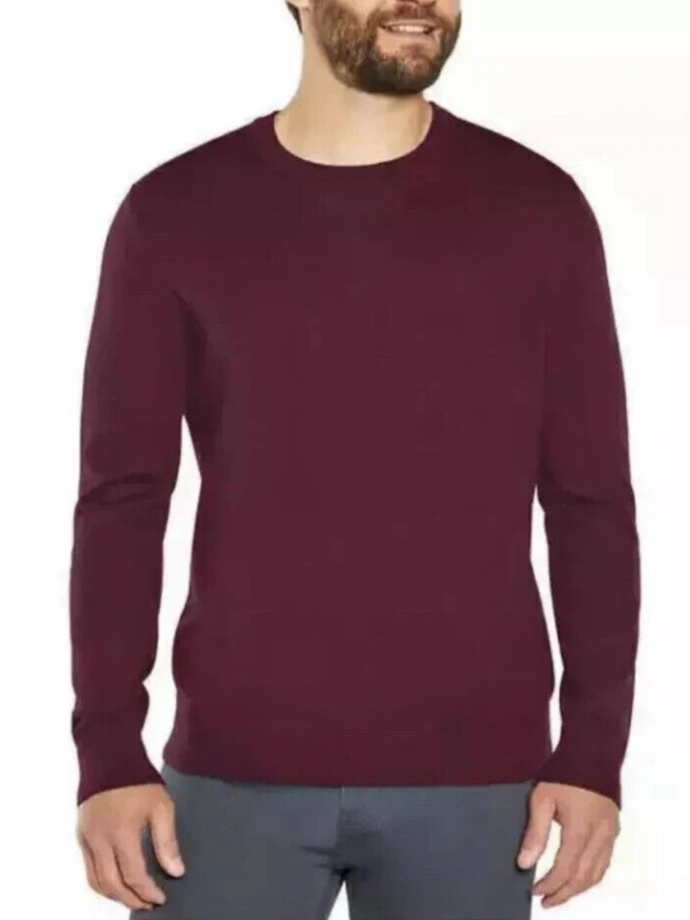 Banana Republic Men’s 100% Merino Wool Crew Neck Long Sleeve Sweater Dark Red XL
